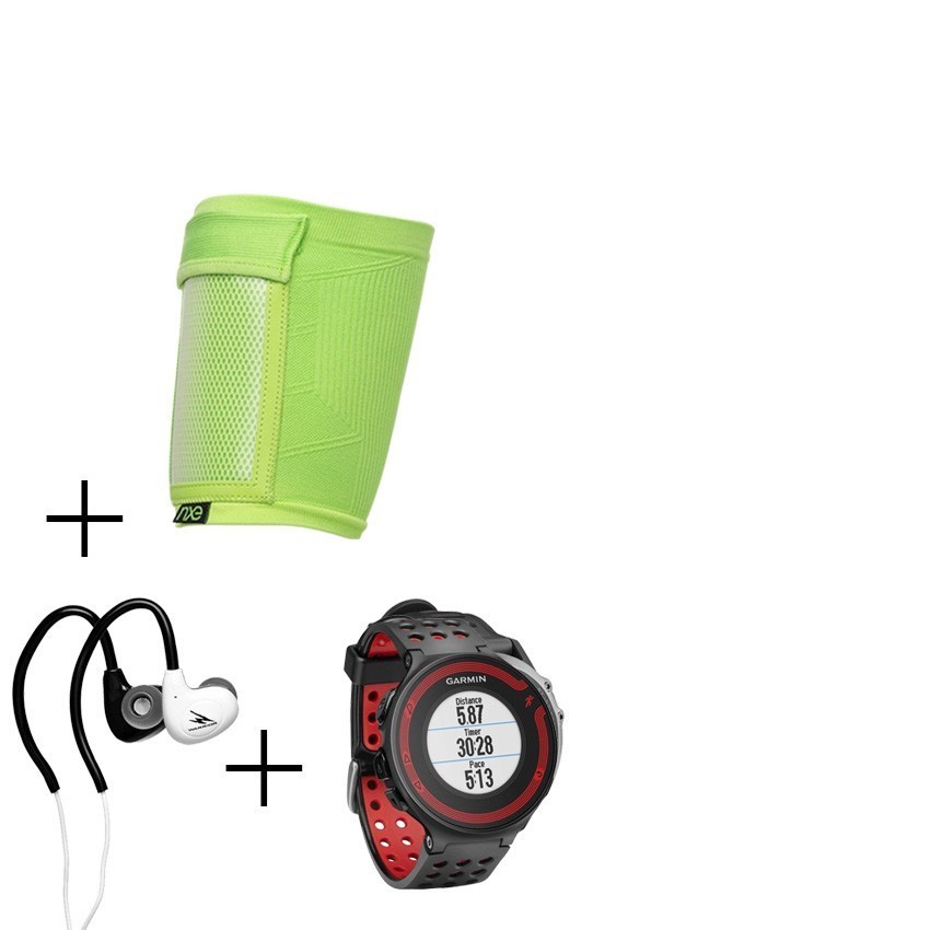 Reloj Garmin Forerunner 220 con Banda de Pecho-Negro con Rojo + audifonos Warrior y porta celular NXE