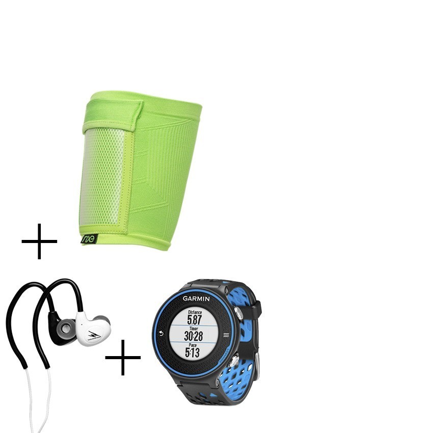 Reloj Garmin Forerunner 620 con Banda de Pecho-Negro con Azul + audifonos Warrior y porta celular NXE