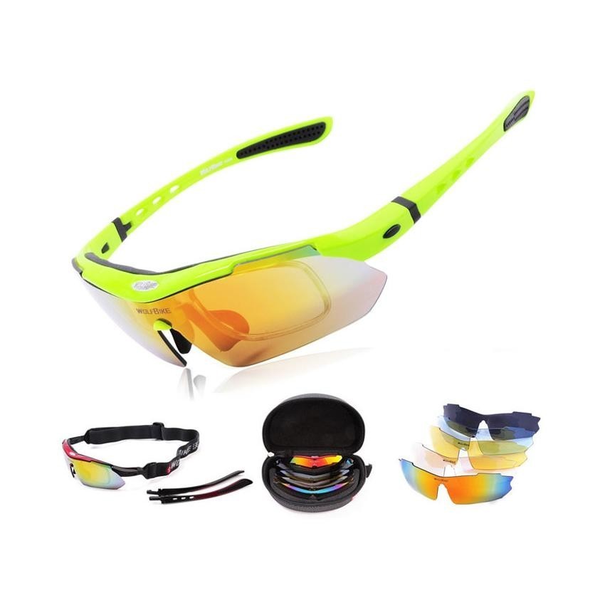 Lentes deportivos Wolfbike con micas intercambiables -Verde