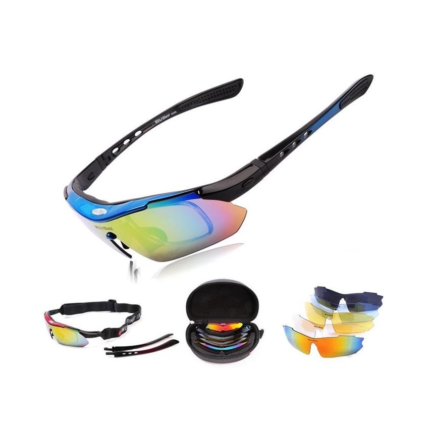 Lentes deportivos Wolfbike con micas intercambiables -Azul