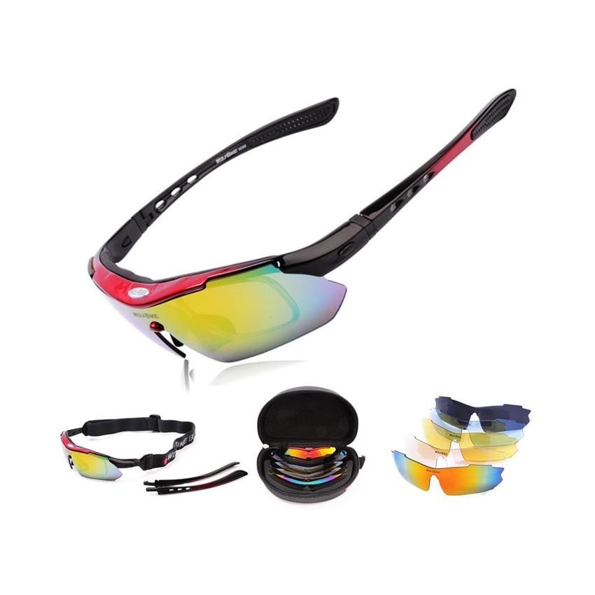 Lentes deportivos Wolfbike con micas intercambiables -Rojo