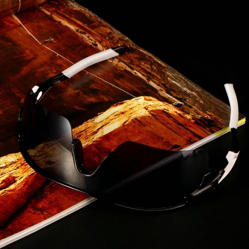 Deporte Ciclismo de bicicletas Bike Riding UV400 de protección Gafas de sol Gafas Goggle Lente Negro marco blanco y negro