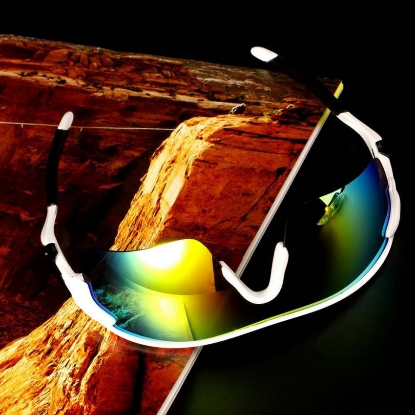 Deporte Ciclismo de bicicletas Bike Riding UV400 de protección Gafas de sol Gafas Goggle Amarillo negro lente reflexiva