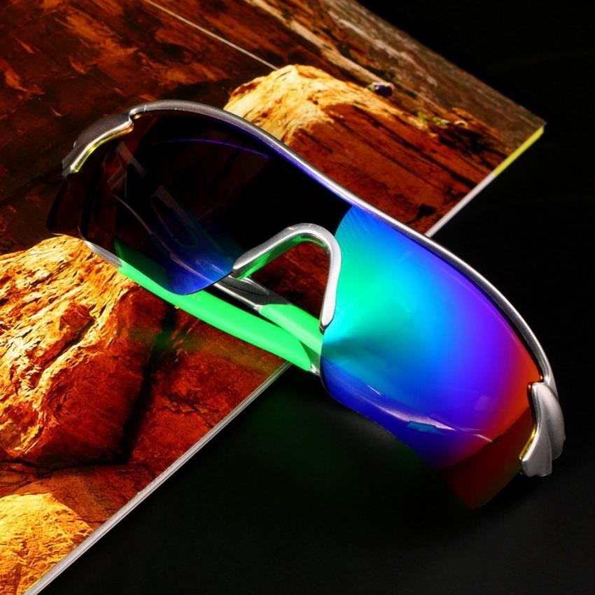 Deporte Ciclismo de bicicletas Bike Riding UV400 de protección Gafas de sol Gafas Goggle Lentes reflectantes azules de plata