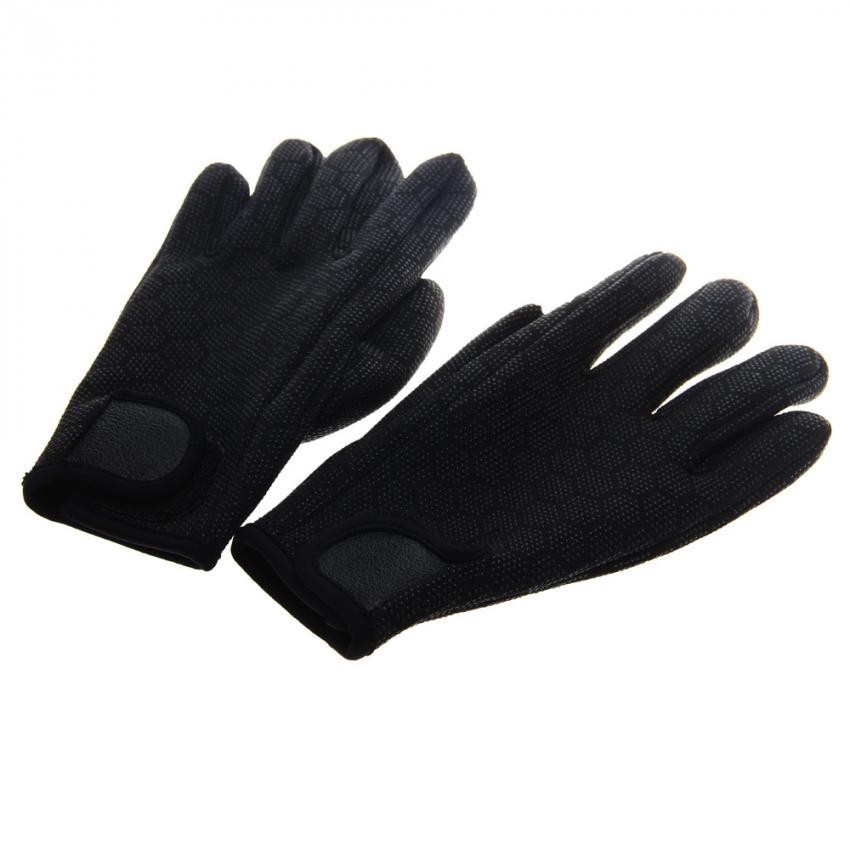 Pareja de Guantes Buceo Nylon Antideslizante Natación Deporte Negro Talla L