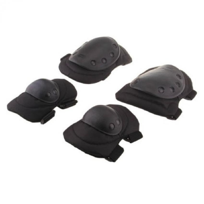 Seguridad 4 Deportes Rodilla Codo protector protector del cojín Gear Nylon Negro