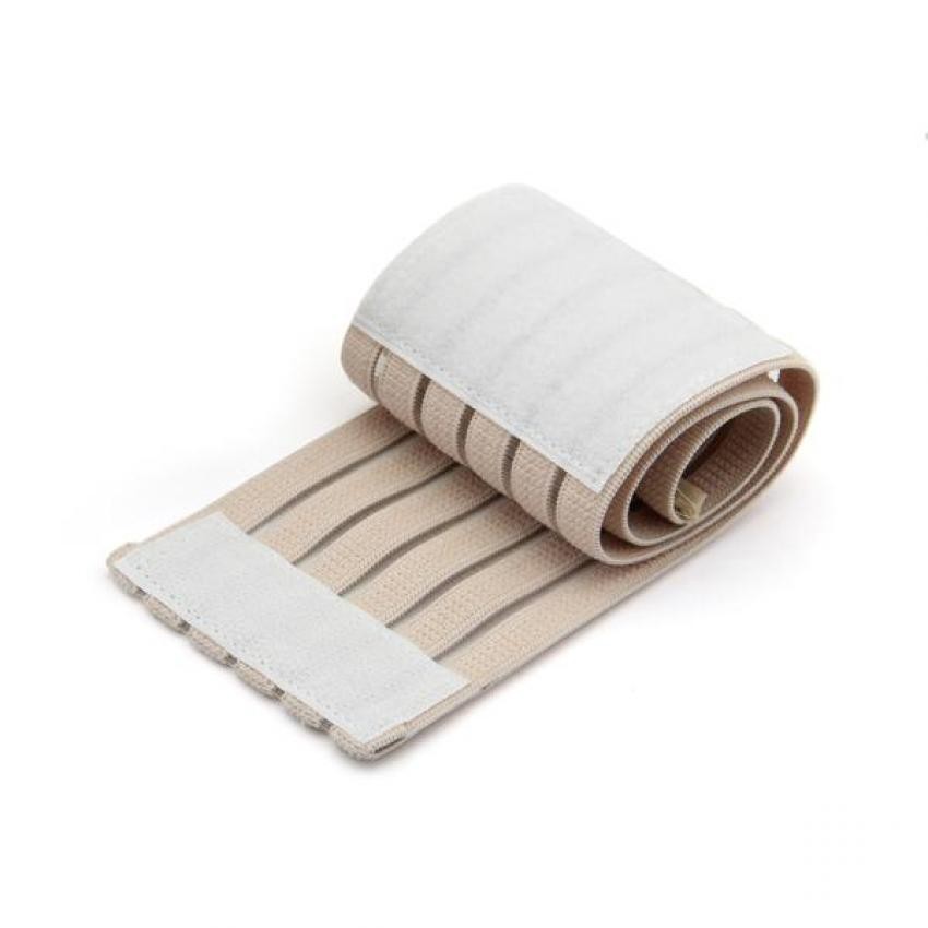 Muñequera Elástica Algodón Goma Sintética Fibra Deporte Protección Velcro Beige