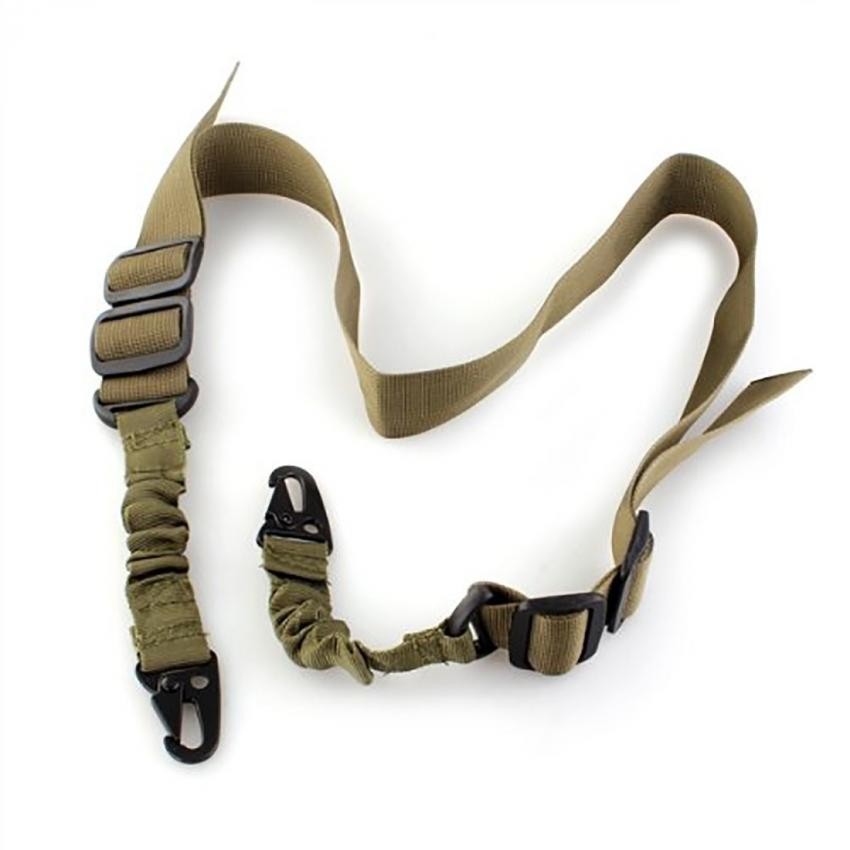 Gancho deporte elástico de 2 puntos del arma del rifle Sling Bungee Cinturón ajustable Tan