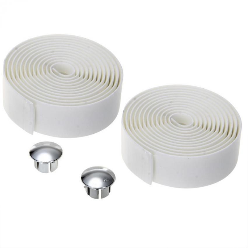 2x Ciclismo de Ruta Bike Deportes manillar de la bicicleta de la cinta del abrigo blanco con enchufes