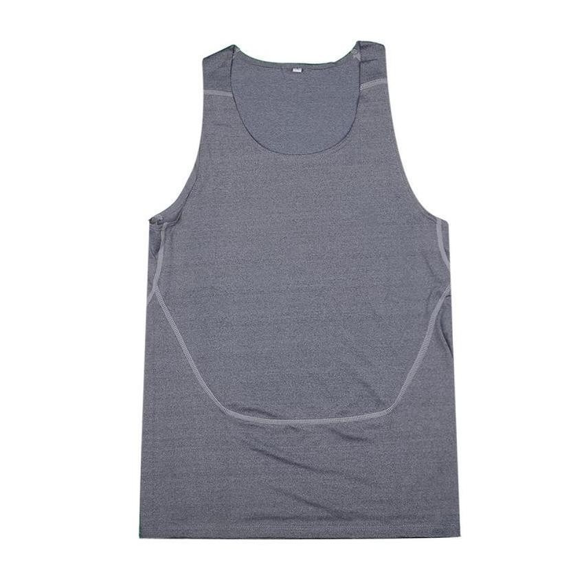 Los hombres transpirable Quick-Dry apretada formación deportiva Chaleco (gris oscuro)