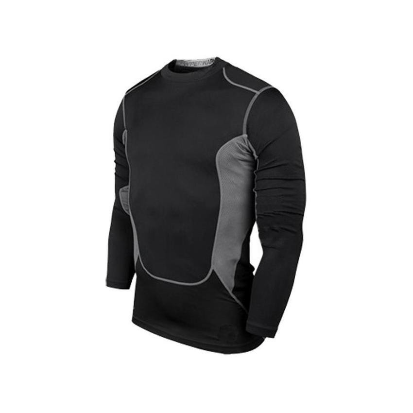 Los hombres de PRO gimnasio Fitness Entrenamiento Deportivo Marcha de secado rápido manga larga T-shirt (negro)