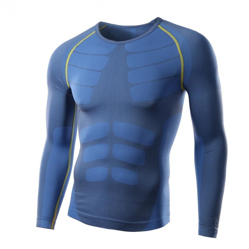 JOGAL De deporte delgado de hombres largo manga camiseta para ponerse en forma movimiento