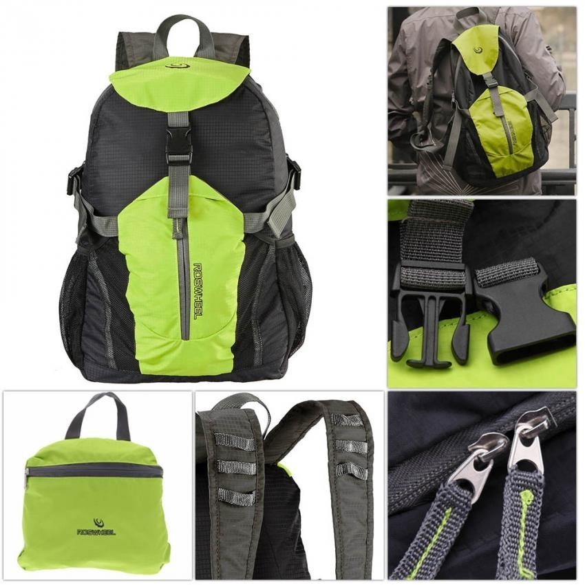 ROSWHEEL bici bicicleta mochila montando plegable plegable bolsa mochila ligera de ciclismo al aire libre