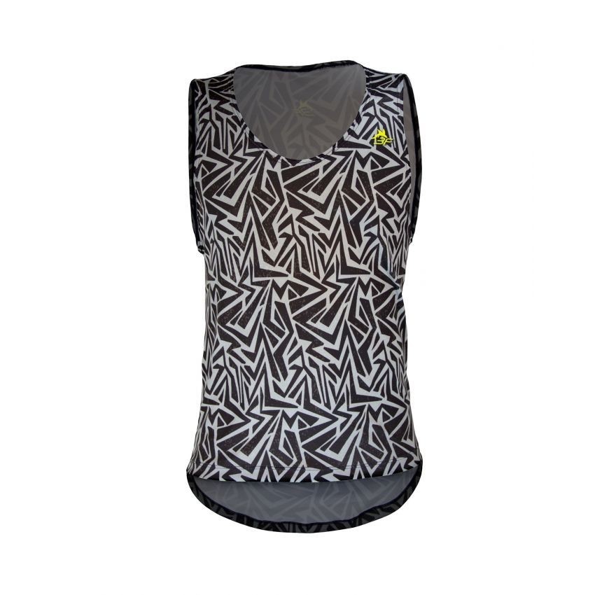 Playera de Hombre TriFerrari 3F Skater Gris con Doble Composición DryFIT Costuras Planas Sin Mangas y Cuello Escotado-Negro