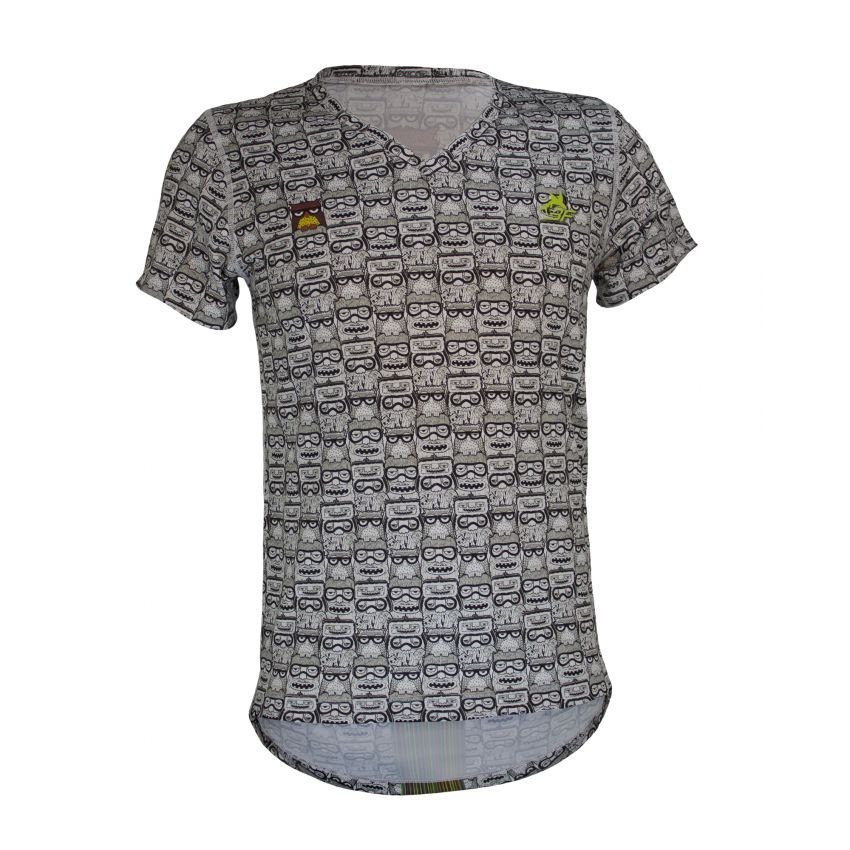Playera de Hombre TriFerrari 3F Gufo con Doble Composición DryFIT Costuras Planas de Manga Corta y Cuello Corte V-Blanco