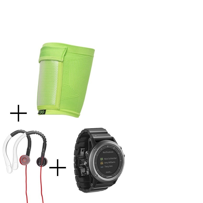 Reloj Multideporte Garmin Fenix 3 Zafiro-Gris + audifonos Warrior y porta celular NXE