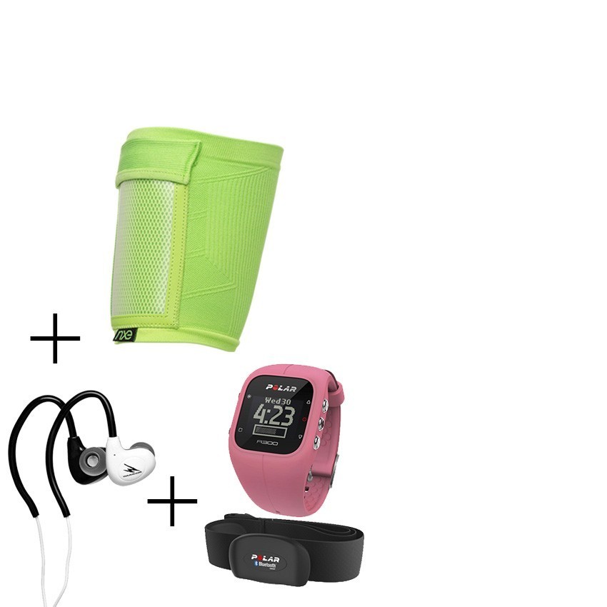 Monitor De Ritmo Cardíaco Polar A300-Rosa + audifonos Warrior y porta celular NXE
