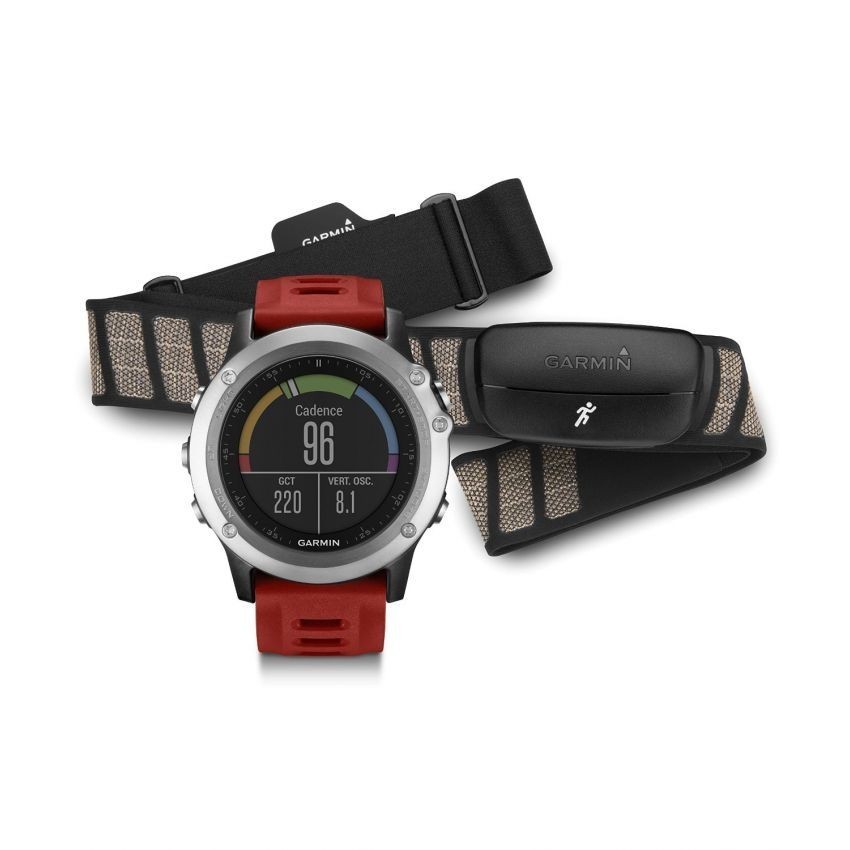 Reloj Multideporte Garmin Fenix 3 con banda-Rojo