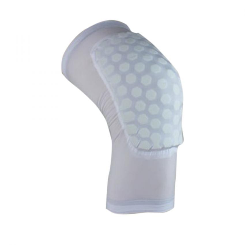 Rodilleras Antislip Deportes crashproof elástica fitness Honeycomb Pad baloncesto Pierna Larga Protector White & S Blanca
