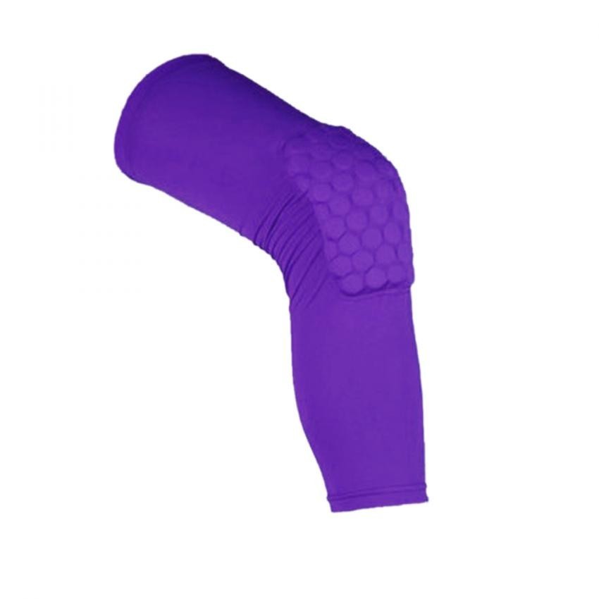 Deportes crashproof elástica fitness Antislip Pierna y rodilla Guardia manga larga Protector Gear Honeycomb Pad Púrpura