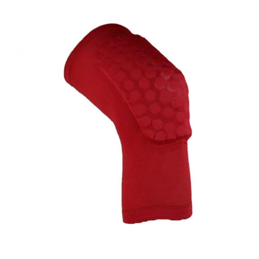 Rodilleras Antislip Deportes crashproof elástica fitness Honeycomb Pad baloncesto Pierna Larga Protector Rojo & M Red