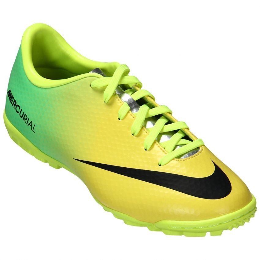 Tenis para Fútbol Rápido Nike Mercurial Victory 4 TF Jr Neo Lime - Amarillo + Verde