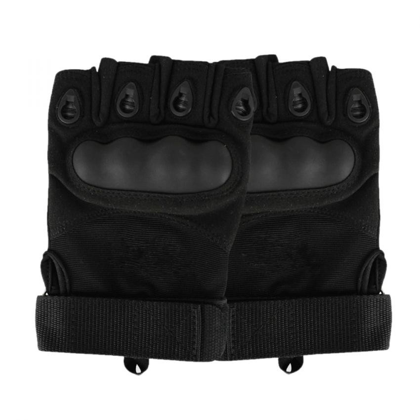 ELENXS Nueva deportes al aire libre táctico medio dedo Guante de microfibra militar antideslizante