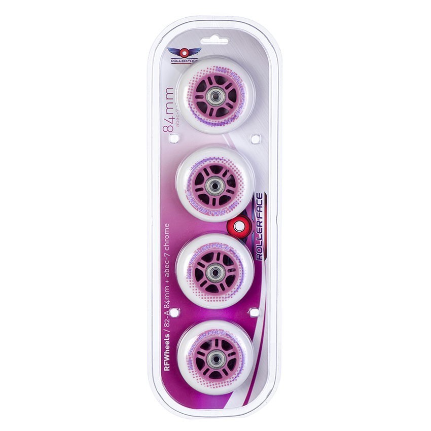 Set de Ruedas RollerFace 84 mm-rosa-Blanco con Rosa