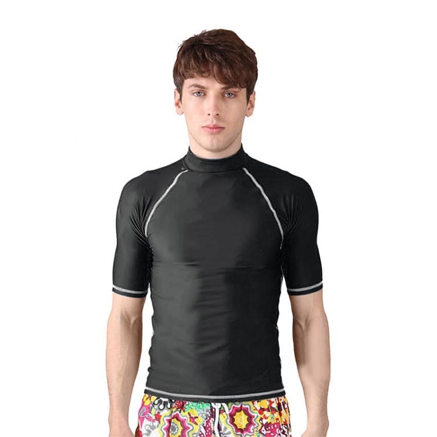Sbart Hombre agua Deporte Surf Top Ropa - Camiseta negra (talla L)