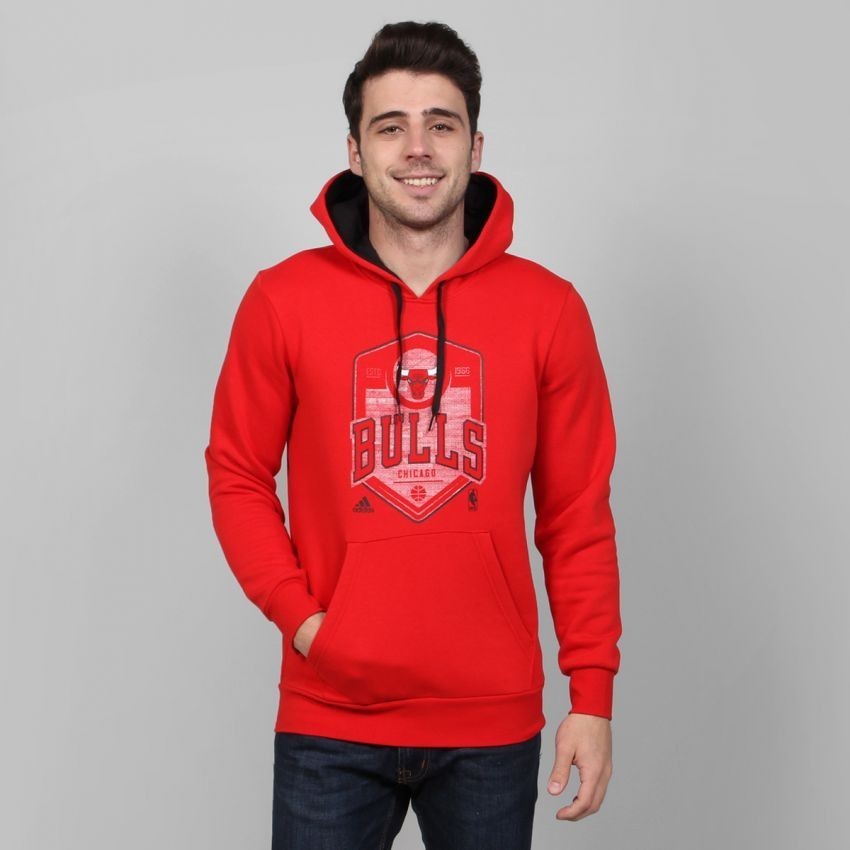 Sudadera de Basketball Adidas NBA GFX Team Chicago Bulls Hood Red para Caballero - Rojo