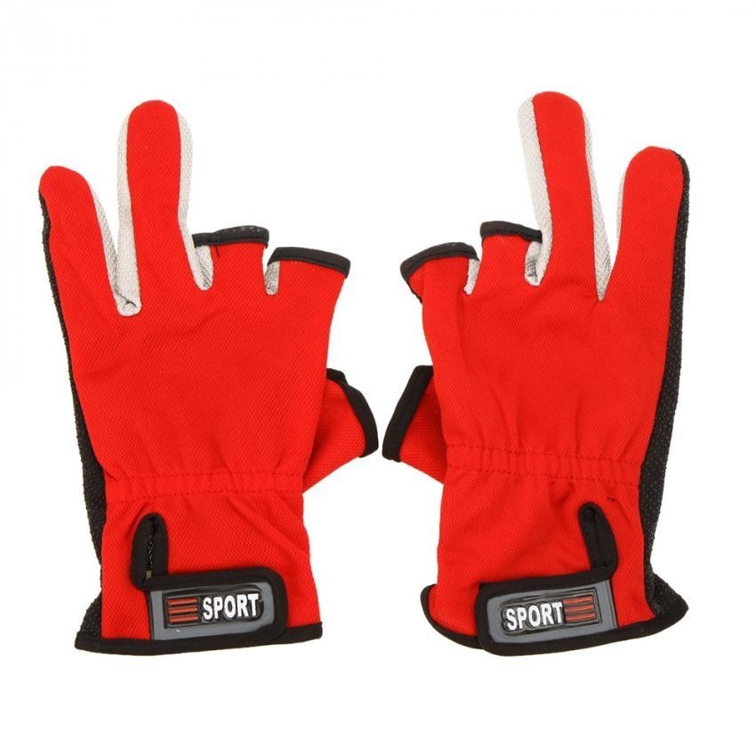 Deportes al aire libre Ajustable transpirable antideslizante Low-Cut 3 dedos Guantes Pesca