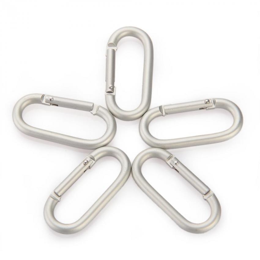 5PCS Mosquetón Metal para Camping Pesca Viaje Deporte Color Plata Xmas Christmas la Navidad