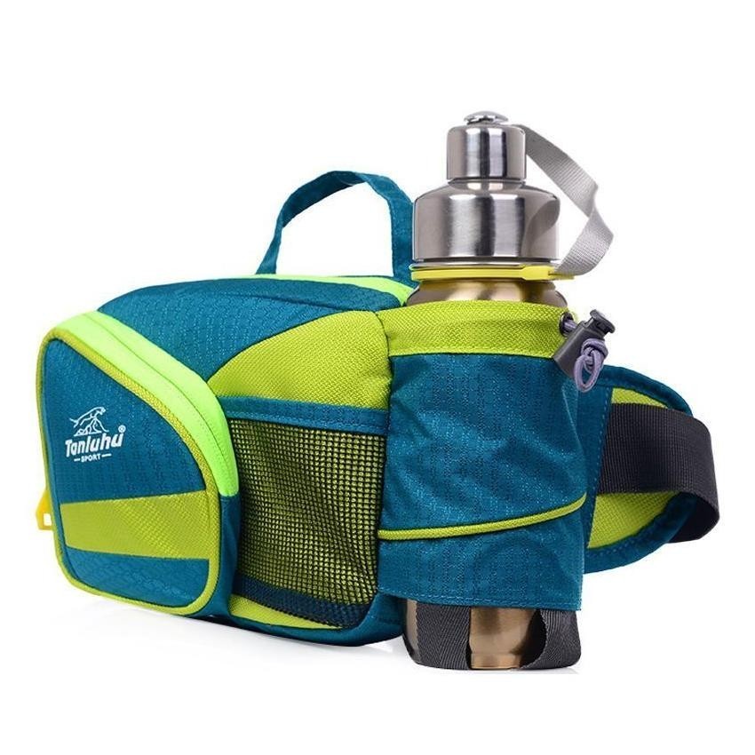 Multifuncional Botella de agua deportes al aire libre a caballo para correr en la cintura de Nylon resistente al agua (azul)