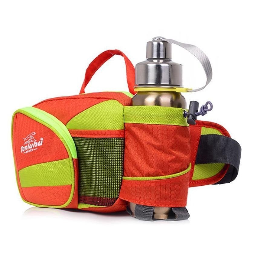 Multifuncional Botella de agua deportes al aire libre a caballo para correr en la cintura de Nylon resistente al agua (naranja)