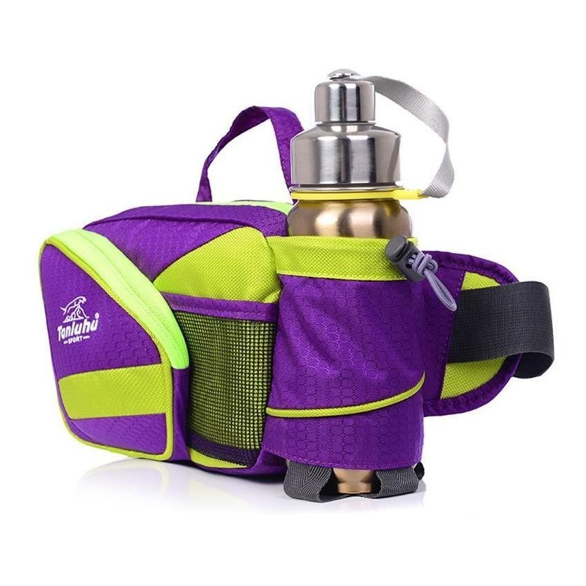 Multifuncional Botella de agua deportes al aire libre a caballo para correr en la cintura de Nylon resistente al agua (morado)