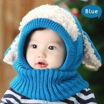 Gorro de Invierno Yucheer Tejida para Bebé-Azul con Blanco