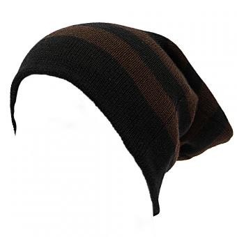 Gorro largo Smart Gorro doble vista Modelo de rayas estilo mate color combinado café y negro -café
