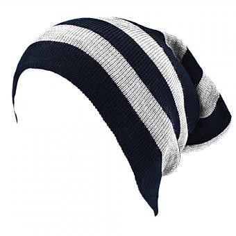 Gorro largo Smart Gorro doble vista Modelo de rayas estilo mate color combinado gris y marino -gris claro