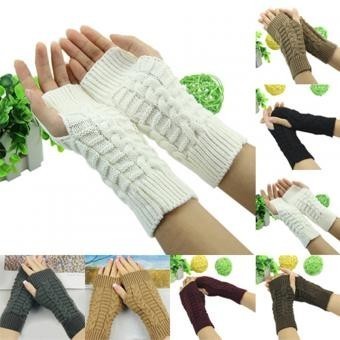 Wishmart Unisex Guantes suaves Mitones de calentador de brazo en invierno - Café