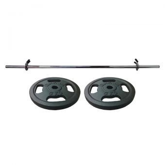 Set de 2 piezas de barra 46”Gimpack+Dos Discos de 5KG-Gris con Negro