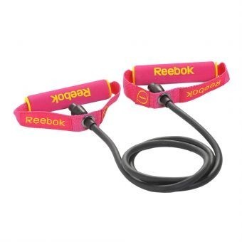 Liga de resistencia tubular con manijas Reebok I33052-Negro con Rosa