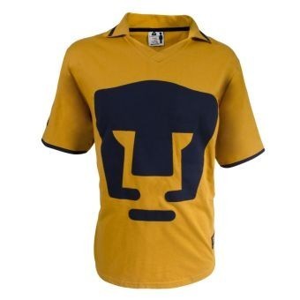Playera Retro Pumas Manga Corta para Adulto-Oro/Azul Marino.