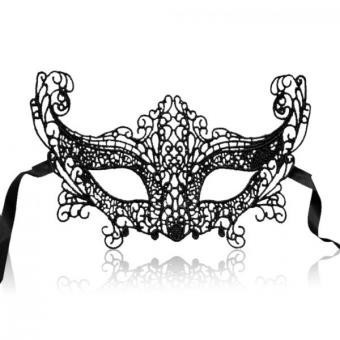 ELENXS Sexy Dance Halloween Face Lace Cutout Mask NO3 (Black)