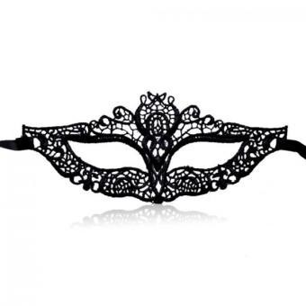 ELENXS Sexy Dance Halloween Face Lace Cutout Mask NO2 (Black)