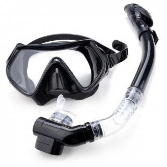 GE Buceo - Máscara de Buceo Snorkel Gafas Conjunto silicona Equipos Para Piscinas (Negro)
